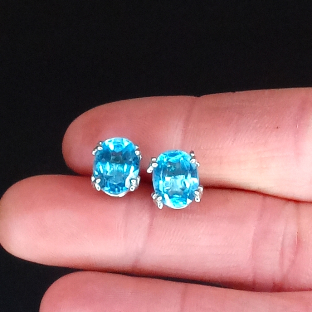 Crystal Rhinestone Stud Blue Earrings